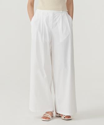 COVERNAT WOMAN Double-Pleat Elastic Waist Wide Pants White