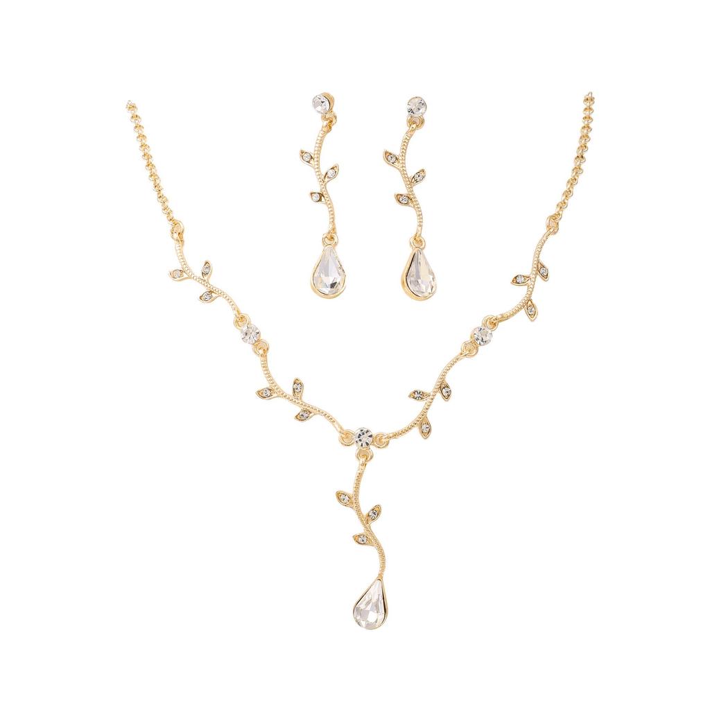 High-End European & American Water Drop Jewelry Set: Cross Necklace, Earrings, Bracelet - Elegant Bridal Banquet Accessories