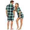 Couple Matching Pajama Set Short Sleeve Button Down Shirt with Hem and Shorts Set Soft Casual Sleepwear Available In Sizes S To XXXXL