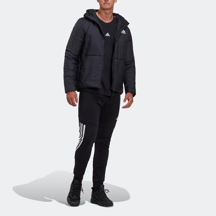 Adidas Logo Print Striped Pattern Stand Collar Long Sleeve Cotton Jacket Men Jacket Black HG6276