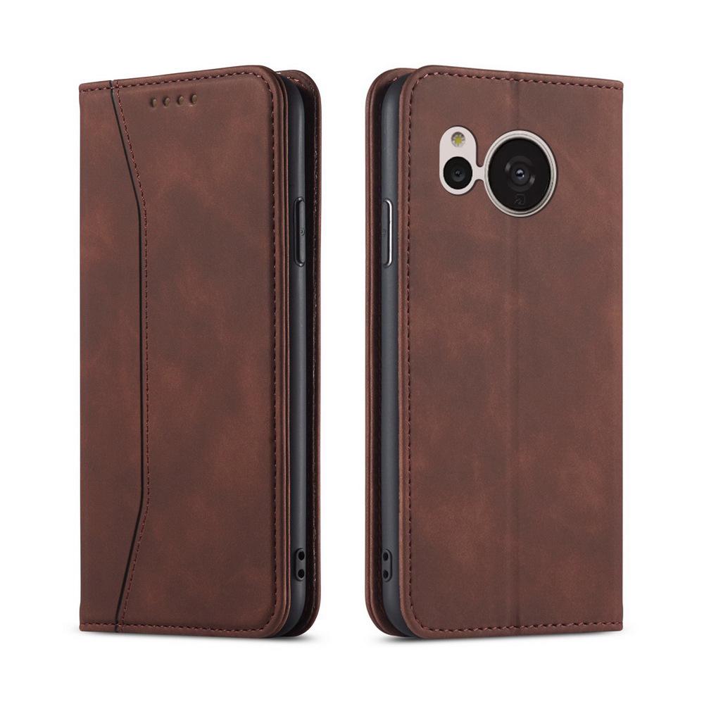 

Винтажный кожаный защитный чехол для Sharp Aquos Sense7 Plus, Sense8. Магнитная застежка для дополнительной безопасности.. Стильный и прочный. MOTO G54 5G/G64 5G кофейный