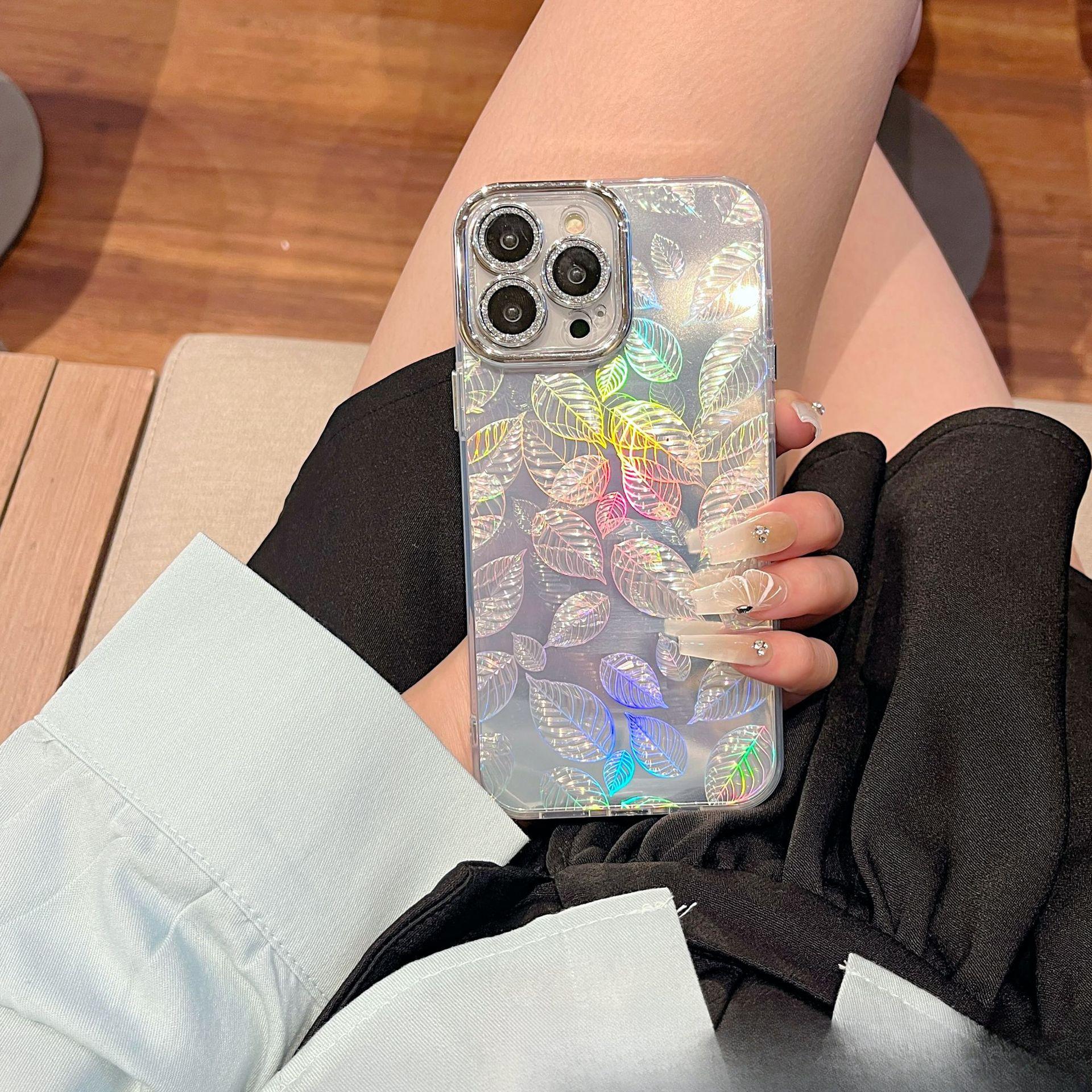 

Новая блестящая плёнка для линз Feather Leaf Blue Light IMD подходит для чехлов для телефонов Apple 15promax и жёстких Apple 14 iPhone 11