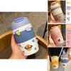 Adorable 370ml Thermos Cup For Female Students With Straw And Cup Strap Cord