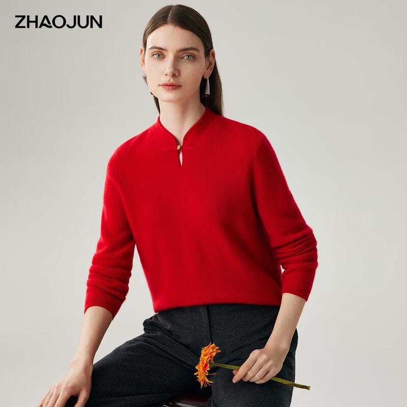 

Zhaojun 2025 Autumn/Winter Women s 100% Cashmere Cheongsam Collar Knit Sweater M