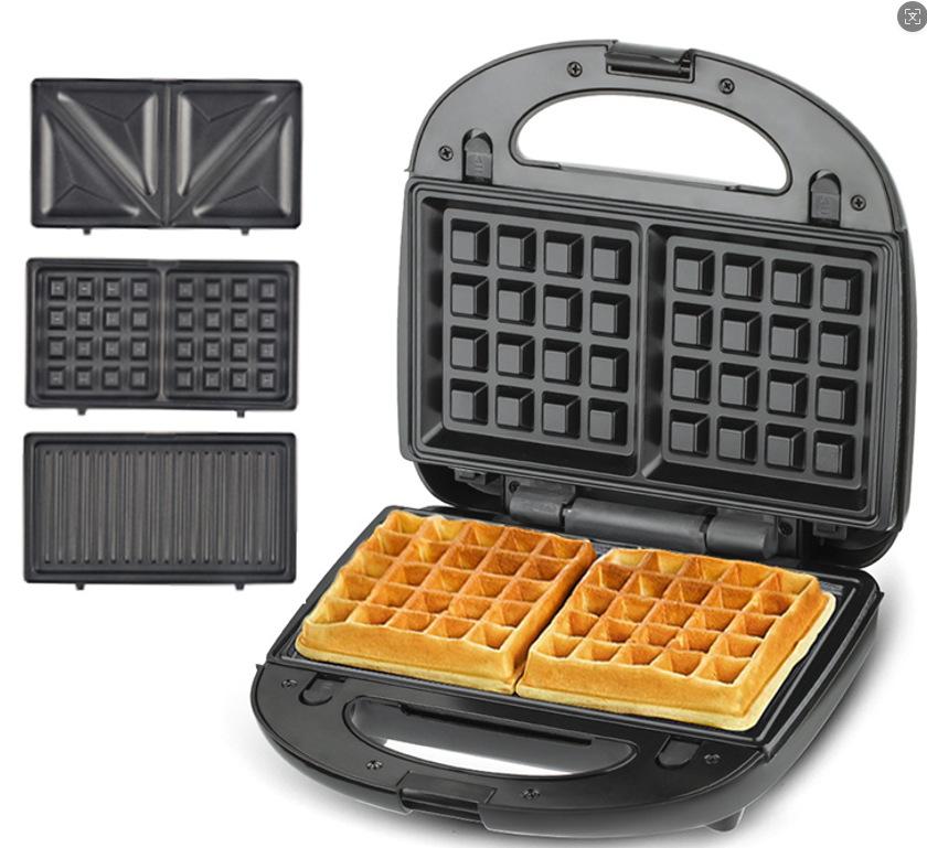 3-in-1 Waffle Breakfast Maker Donut Steak Sandwich Bread Maker Electric Griddle Toaster Multi-Functional Kitchen Appliance