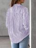 Women's Striped Long Sleeve Collared Button-Down Shirt with Pocket