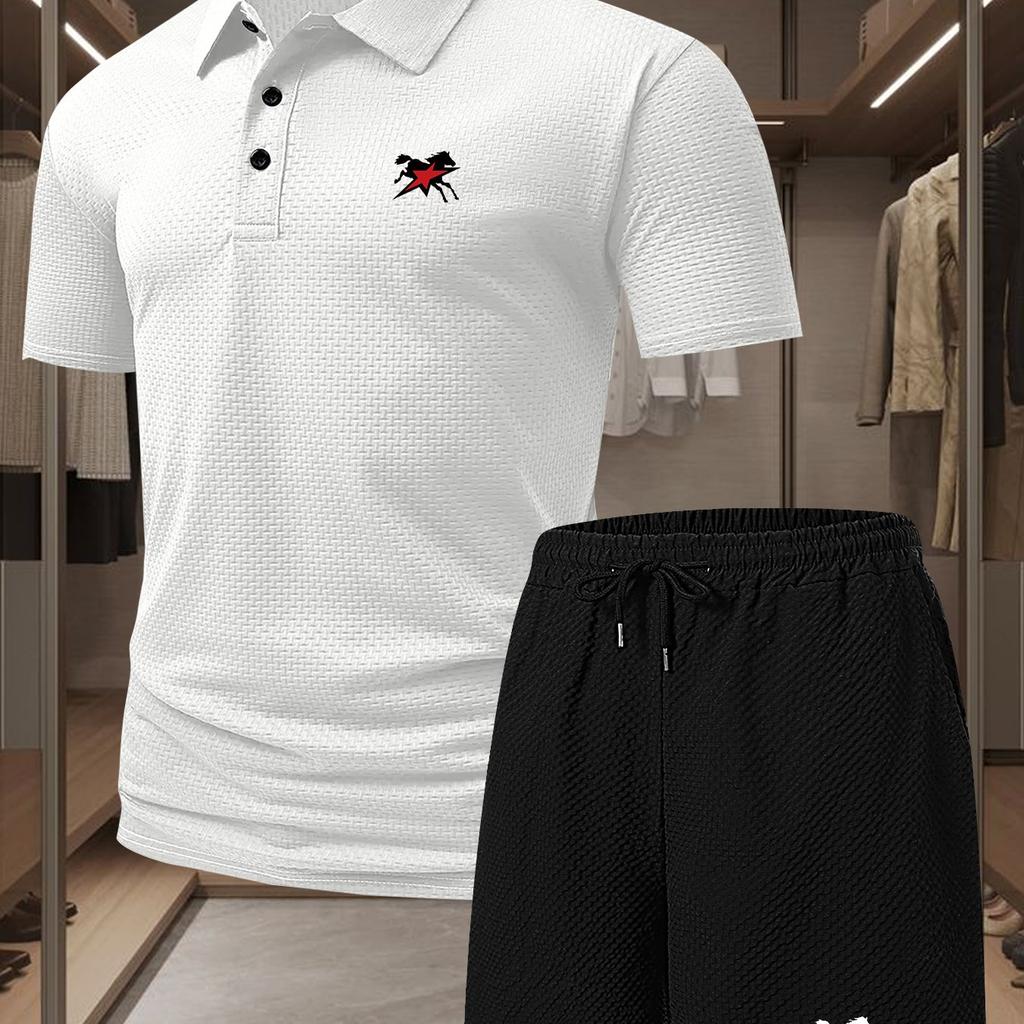 Mens Summer Track Suits 2 Piece Shorts Sets Short Sleeve Sweatsuit Outfits Golf Polo Shirts 