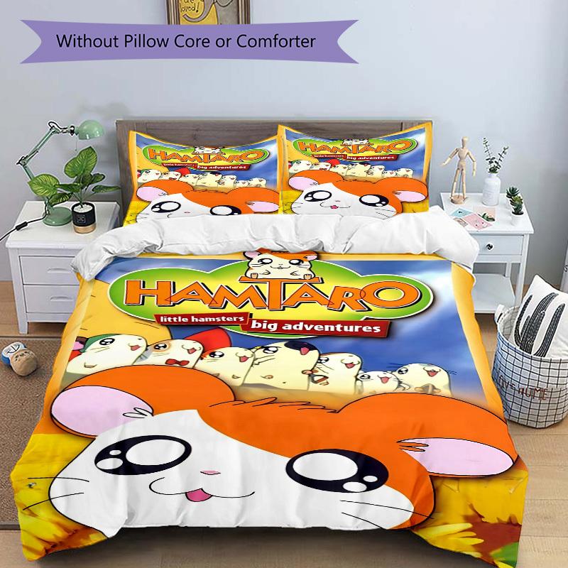 3pcs Hamtaro Bedding Set. Soft and Comfortable with No Core Included (1x Duvet Cover + 2x Pillow Covers) yy251031082