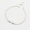 UNI.J Sandglass Fresh Water Pearl Silver anklet Iak38