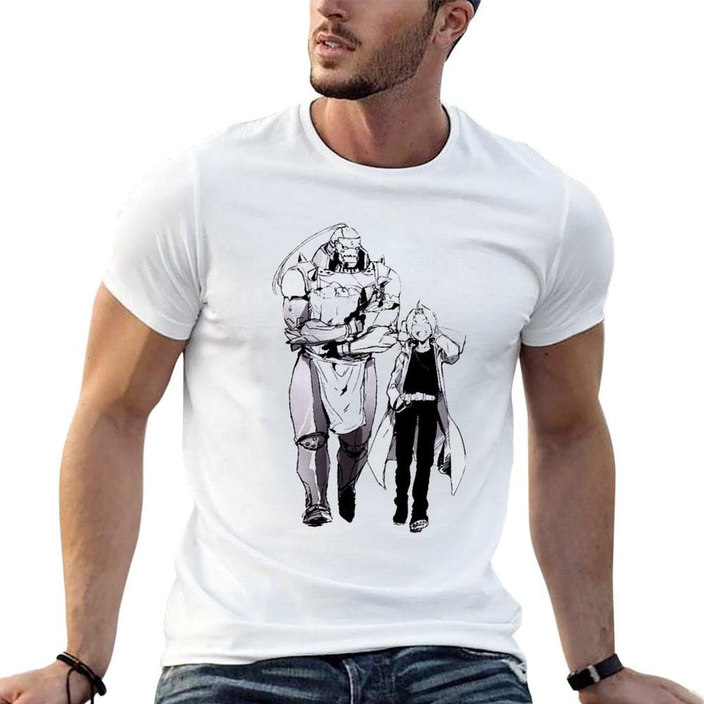 Full Metal Alchemist Edward and Alphonse TShirt Work Wear Simple Tee Shirt
