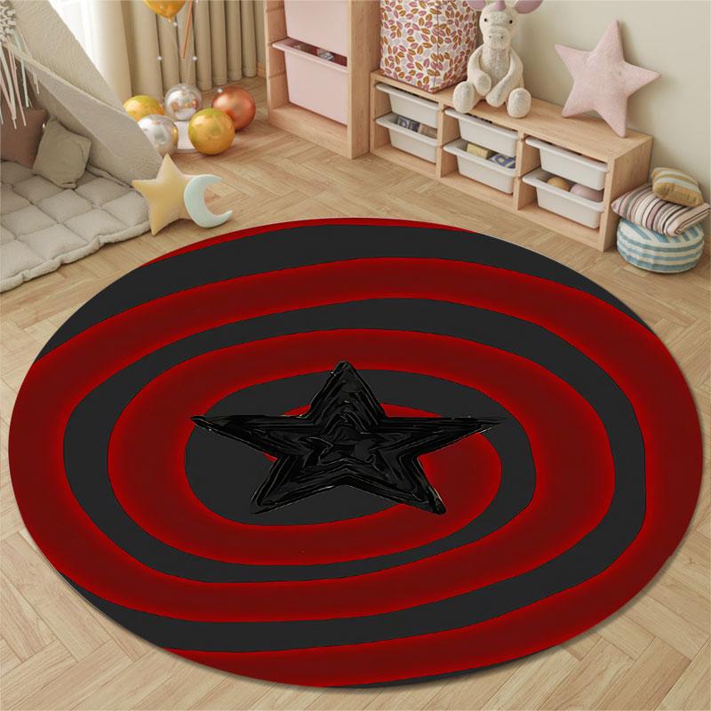 Minimalist Round Stained Glass Multicolor Rug Pad, Non-Slip Floor Mat for Family Room