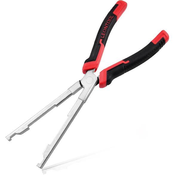 Straight Jaw Glow Plug Pliers Glow Plug Removal Tool Clamp Connectors Puller Plier Automotive Connector Remover Pliers for Diesel Engines Repair, Straight Jaw-Red & Black