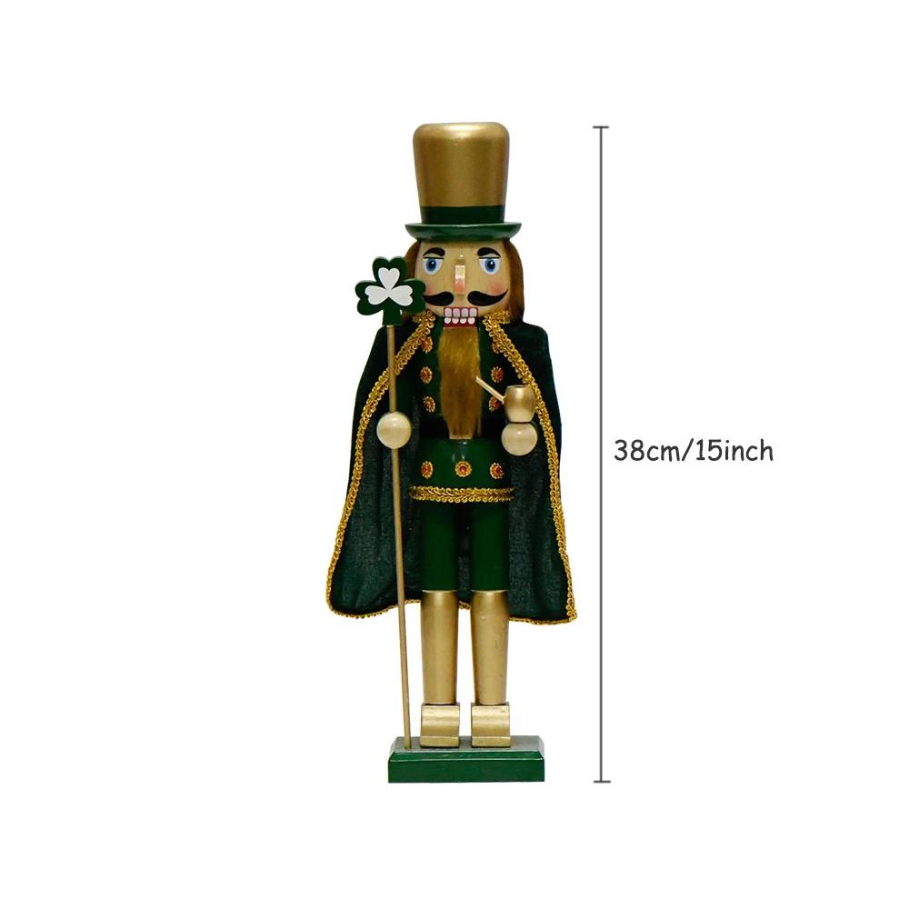 38cm/15 Zoll Festliche Weihnachts-Nussknacker-Ornamente, Holz-Handpuppe Sammlerfigur Ideal für Wohnkultur & Geschenke