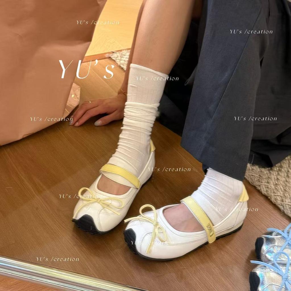 Miyou women's shoes "roaming in midsummer" Mary Jane small single shoes 4cm contrasting color bow mium series niche trendy shoes