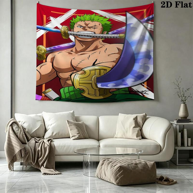 One Piece Roronoa Zoro Wall Tapestry Aesthetic Wall Hanging Printed Fabric Blanket Decorative Tapestries For Bedroom Living Room Home Decor