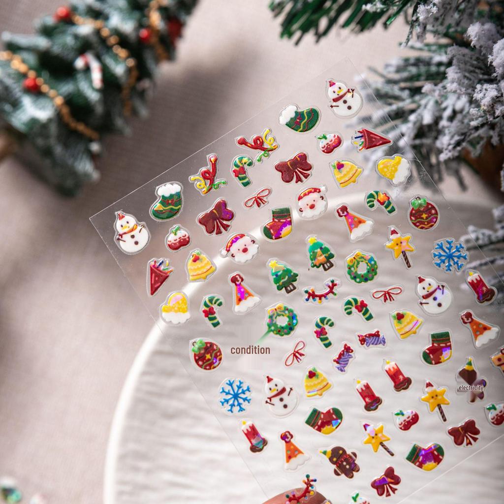 3D Christmas Nail Stickers: Trees, Reindeer, Snowflakes & Snowmen