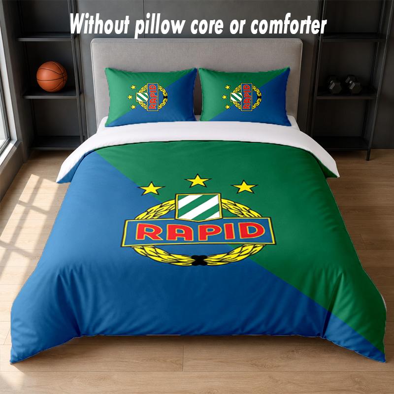 Rapid Wien FC Design Bed Bedding Set 1 Duvet Cover + 2 Pillowcases Soft Breathable Household Bed Linens