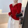 Chic Slim-Fit Long-Sleeve Knit Sweater for Women - Stylish Autumn/Winter Layer