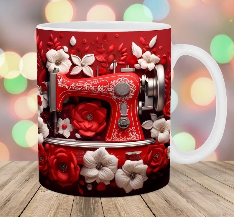 

3D Роспись Швейная Машина Швейная Машина Керамическая Кофейная Кружка Чашка для Воды Канада Италия Франция 301-400ml