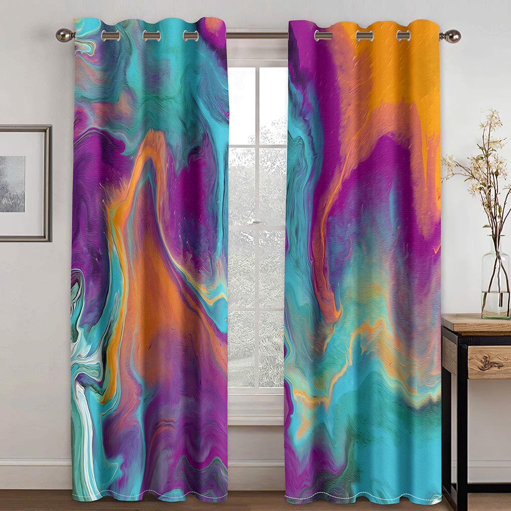 Vibrant Water Painting Luxurious Window Panel Drapes in the Kids Bedroom Living Room Hall Treatments Kitchen Decoration Drapes Blinds