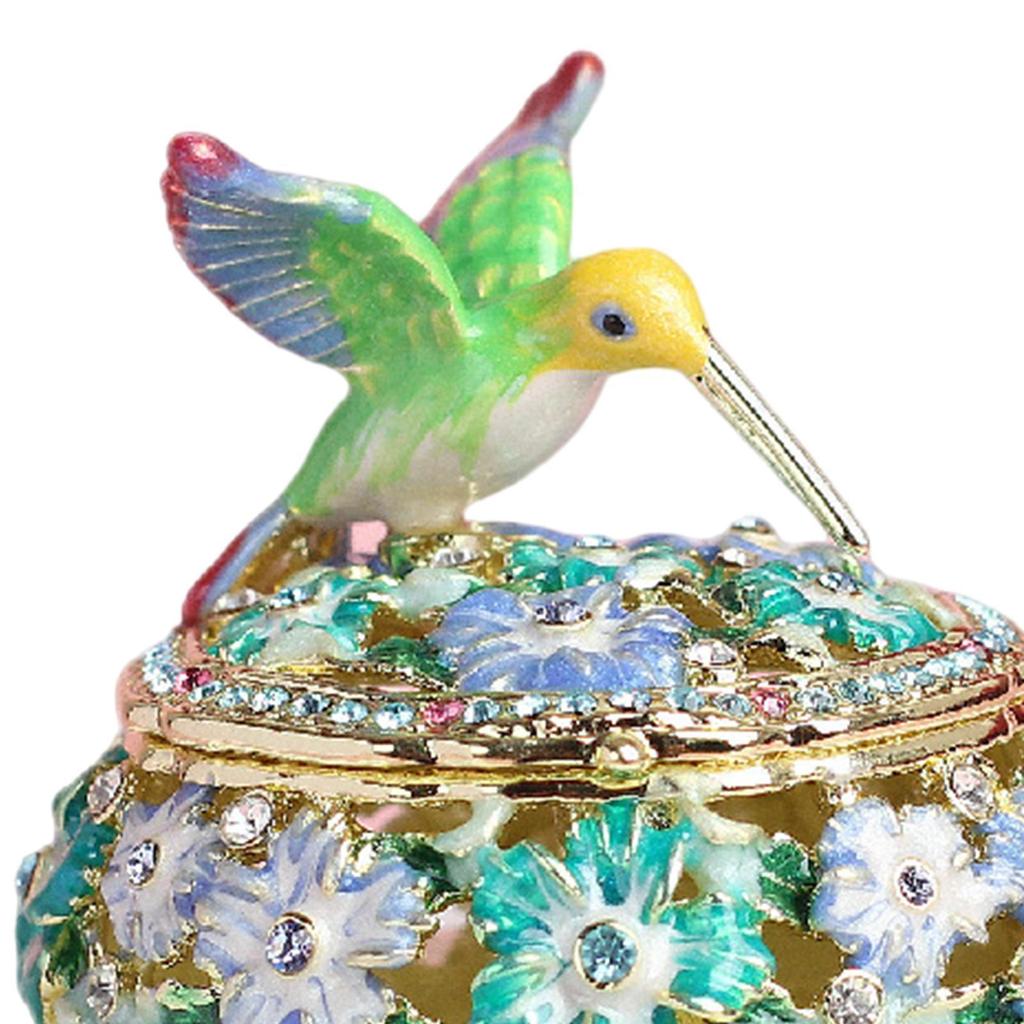 Emalje smykkeskrin Hummingbird Trinket Håndmalt Ornament Gave Oppbevaring Minnesak for