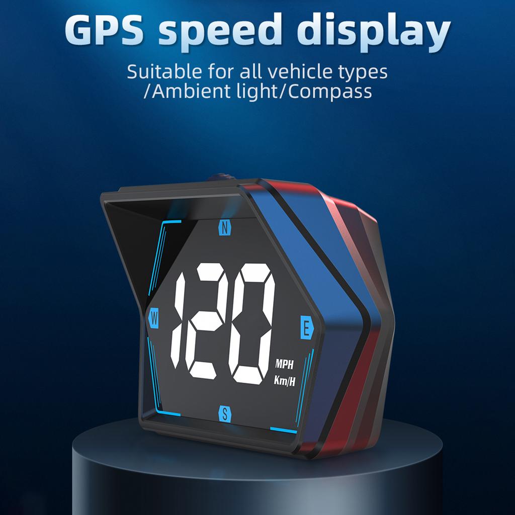 Head-Up-Display, GPS-Tachometer Universelles Auto-Head-up-Display 3 Zoll MPH Geschwindigkeitsmesser mit Kompass Geschwindigkeitsüberschreitungsalarm für