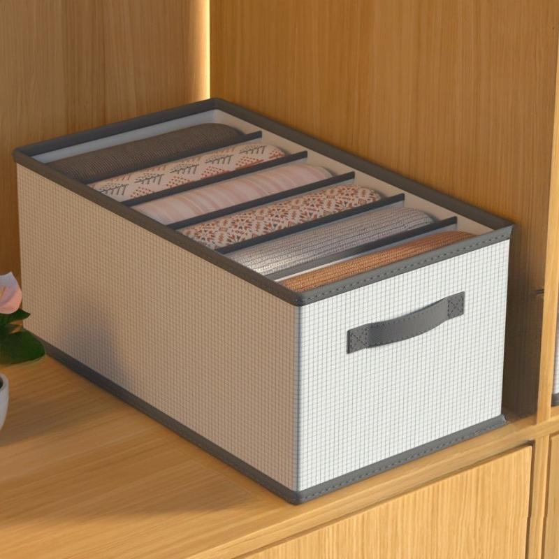 

Grid Fabric Storage Basket – Foldable & Durable! Organizes Leggings, Underwear & Towels for Home, Dorm & Travel Closets