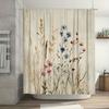 Vintage Botanical Print Shower Curtain, Durable Polyester, Delicate Wildflowers Design,  Ideal for Bathroom Decor