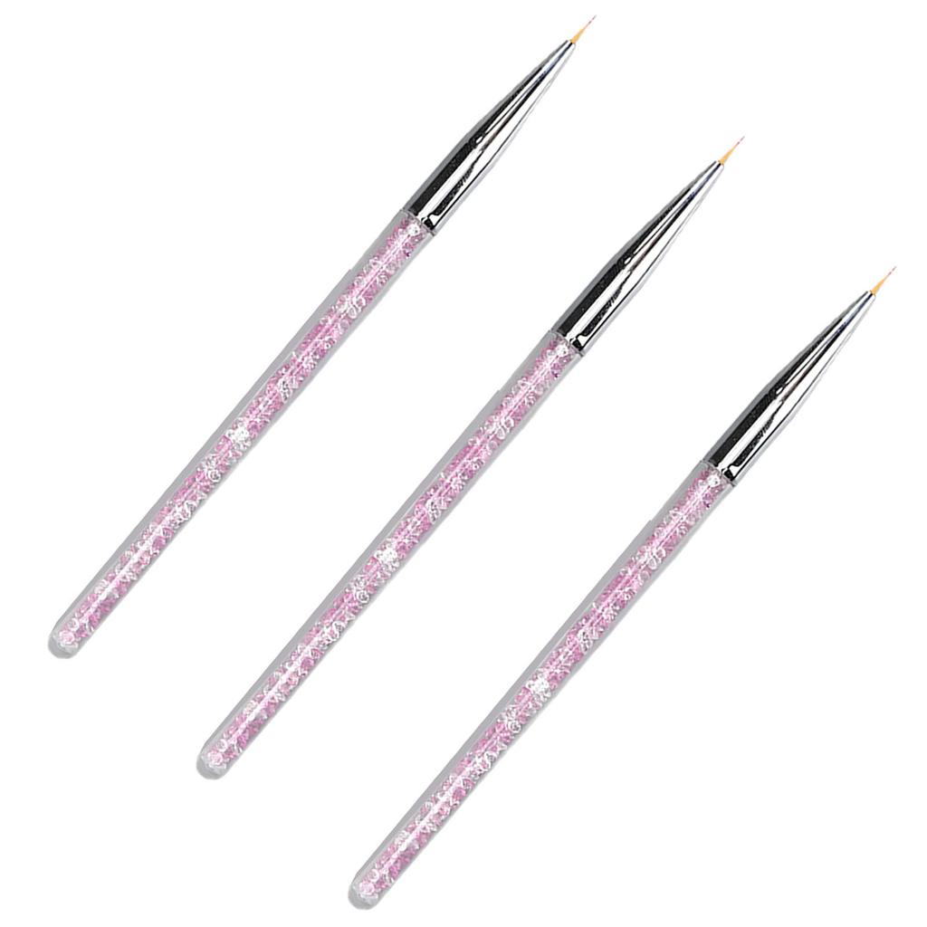 3Pcs Nail Art Liner Brush Comfortable Dustproof Multipurpose Nail Art Point Drill Drawing Brush Pen for Home Nail Salon