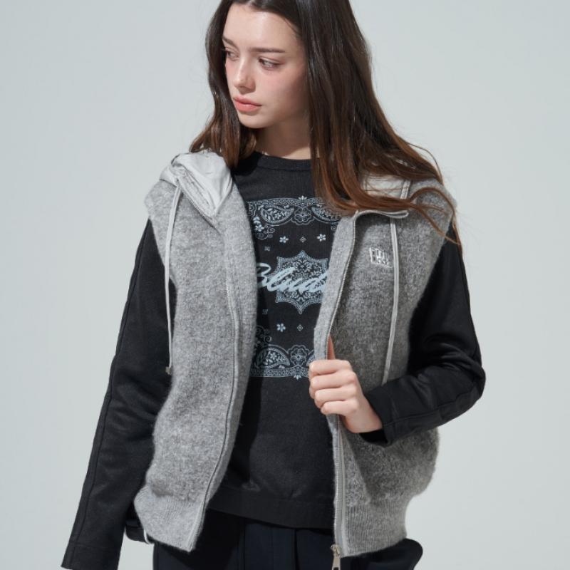 Blu Dot Soft Boucle Hooded Zip Vest Mg