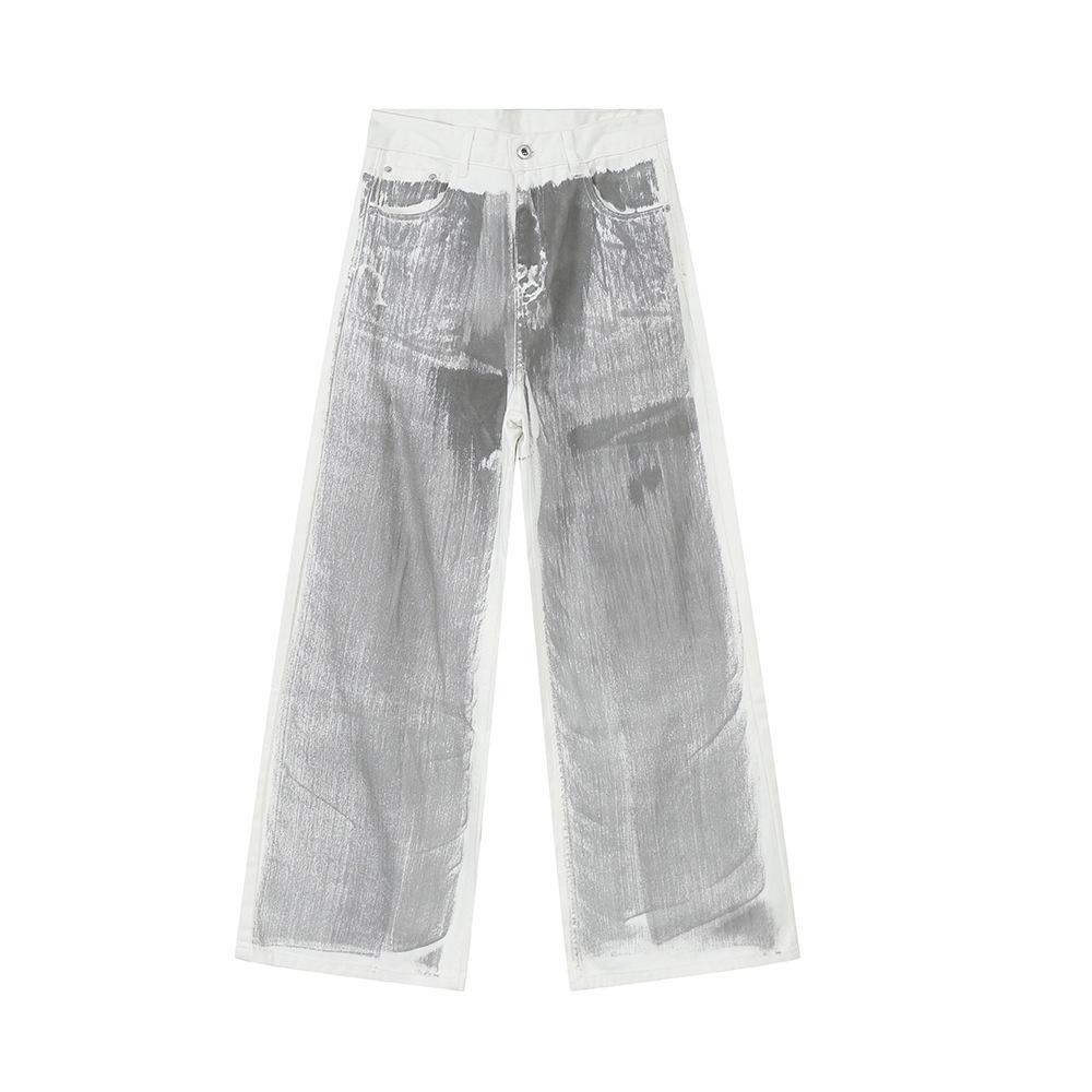 Men's Summer New Products, Trendy and Niche Design, Hand Drawn Dirty Jeans for Casual Wear