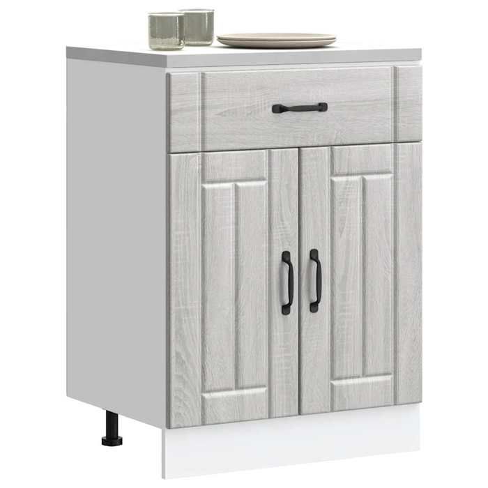 VidaXL Armoire de cuisine Lucca sonoma gris bois ingénierie, meuble d'évier, meuble de cuisine avec tiroir, meuble de 853733