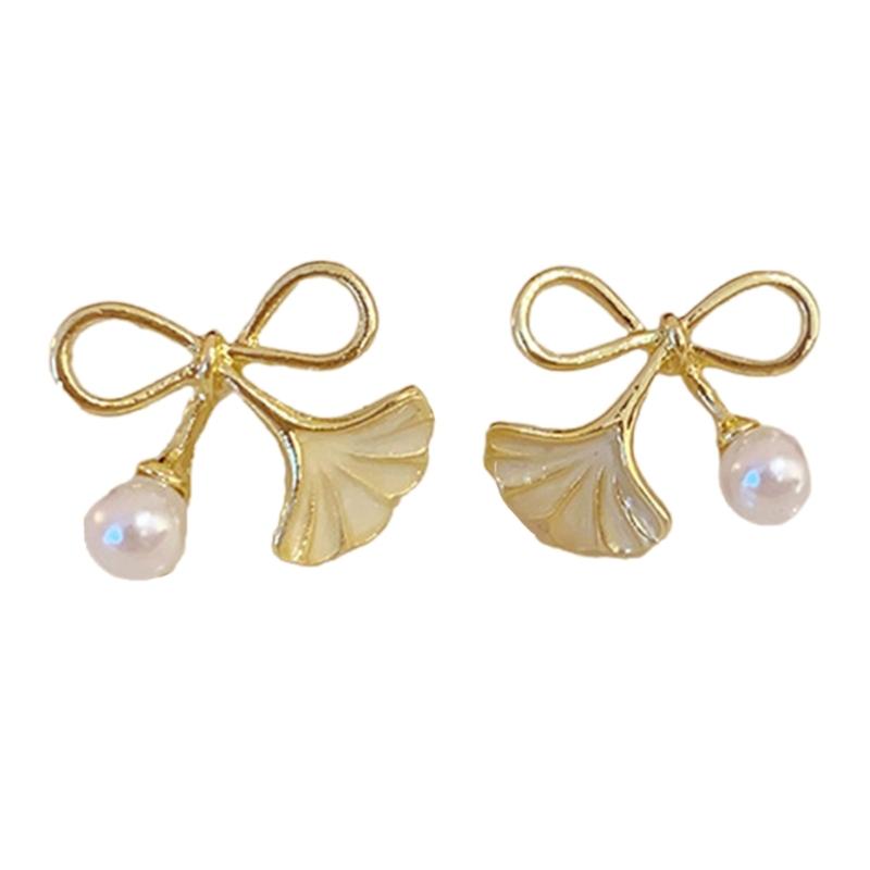 

Lovely Women s Leaf Ear Studs Beautiful Bowknot Earrings Adornment Ear Dangle Chic Leaf Ear Studs for Ladies Women 1