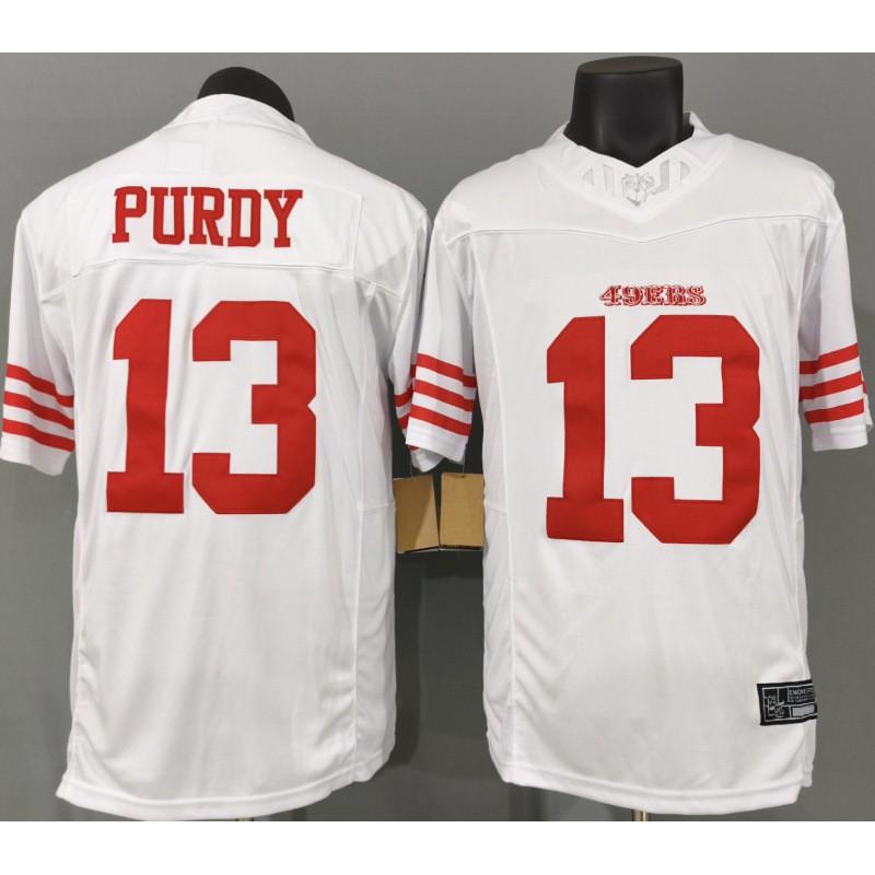 San Francisco 49ers Brock Purdy 13 White Embroidered NFL Football Jersey Mens Authentic Style