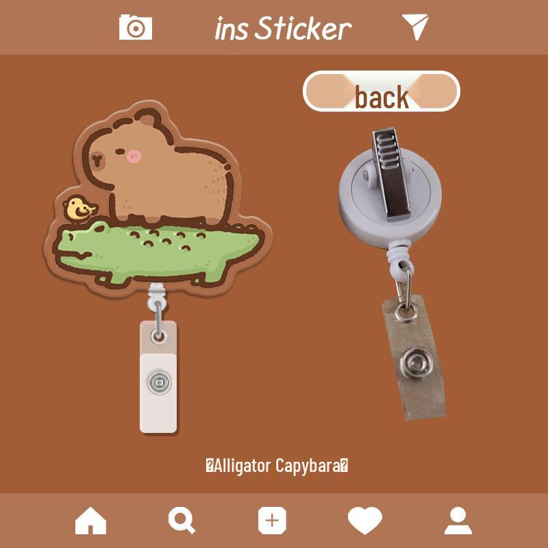 Capybara Retractable ID Card Holder for Students, Doctors & Nurses - Cute Accessory for Name Badges