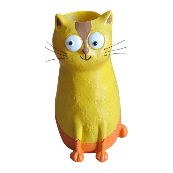 Cat Vase for Flowers, Quirky Cat Flower Vase for Desk Decoration and Bookshelf Display, 3D Decorative Vases for Home Office Styling and Gift Giving,