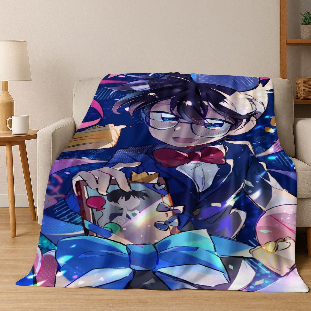Retro Anime Detective Conan Cartoon Flannel Blanket,Warm and Cozy Soft Throw Blanket for Home Bedroom Bed Sofa Picnic Cover Kids