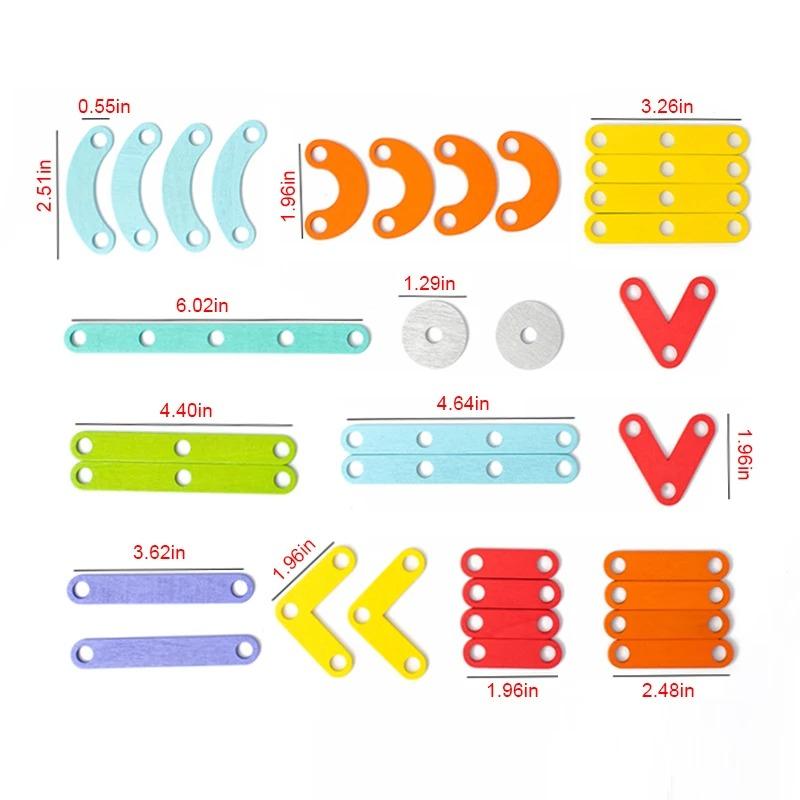 Children Wooden Toys Creative Board Nail Board Geometric Column Set Construction Puzzle Geometric Pegboard Montessori Sensory