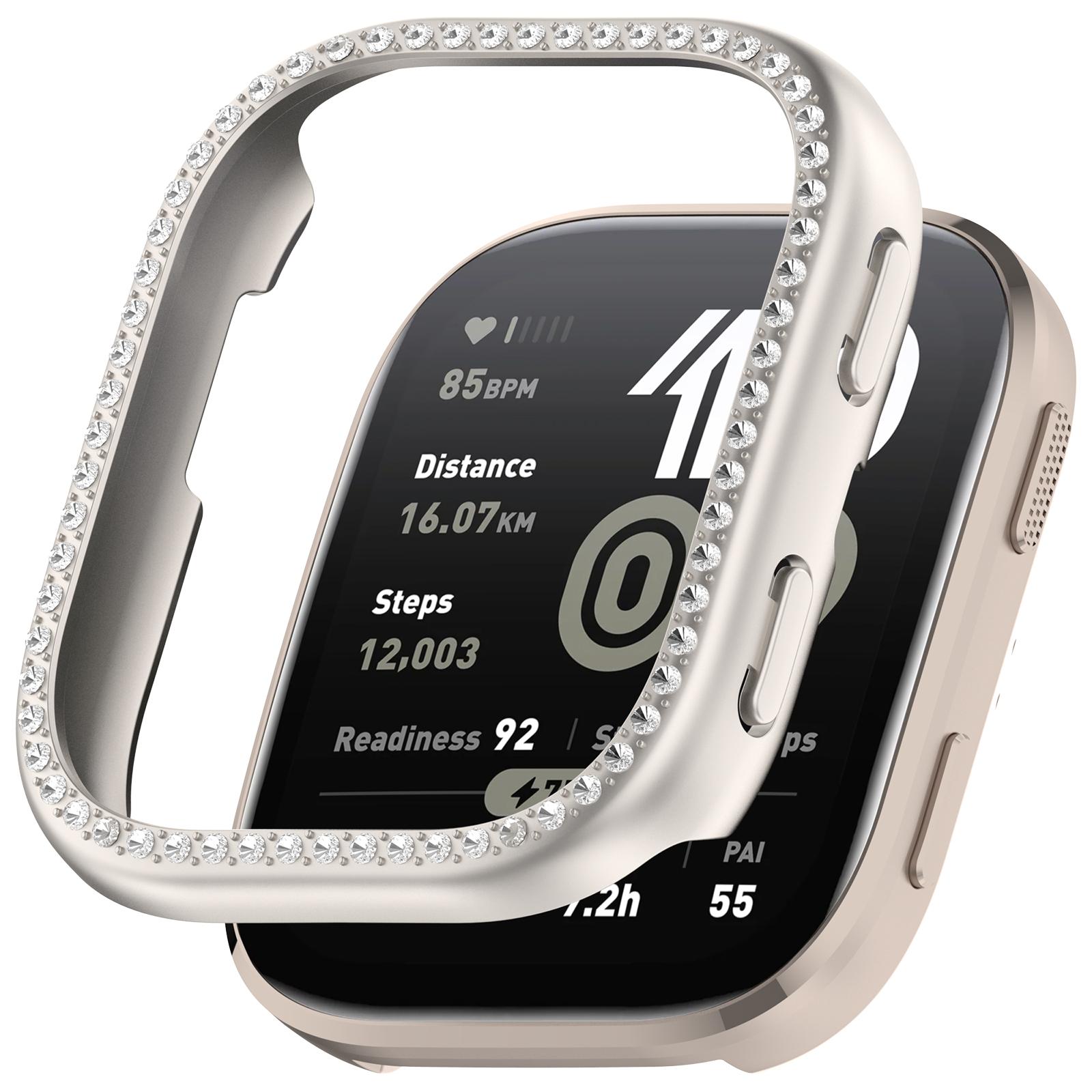 

For Huami Amazfit Bip 6 (A2435) Watch Case Rhinestone Decor Hollow Electroplating PC Watch Cover Starlight