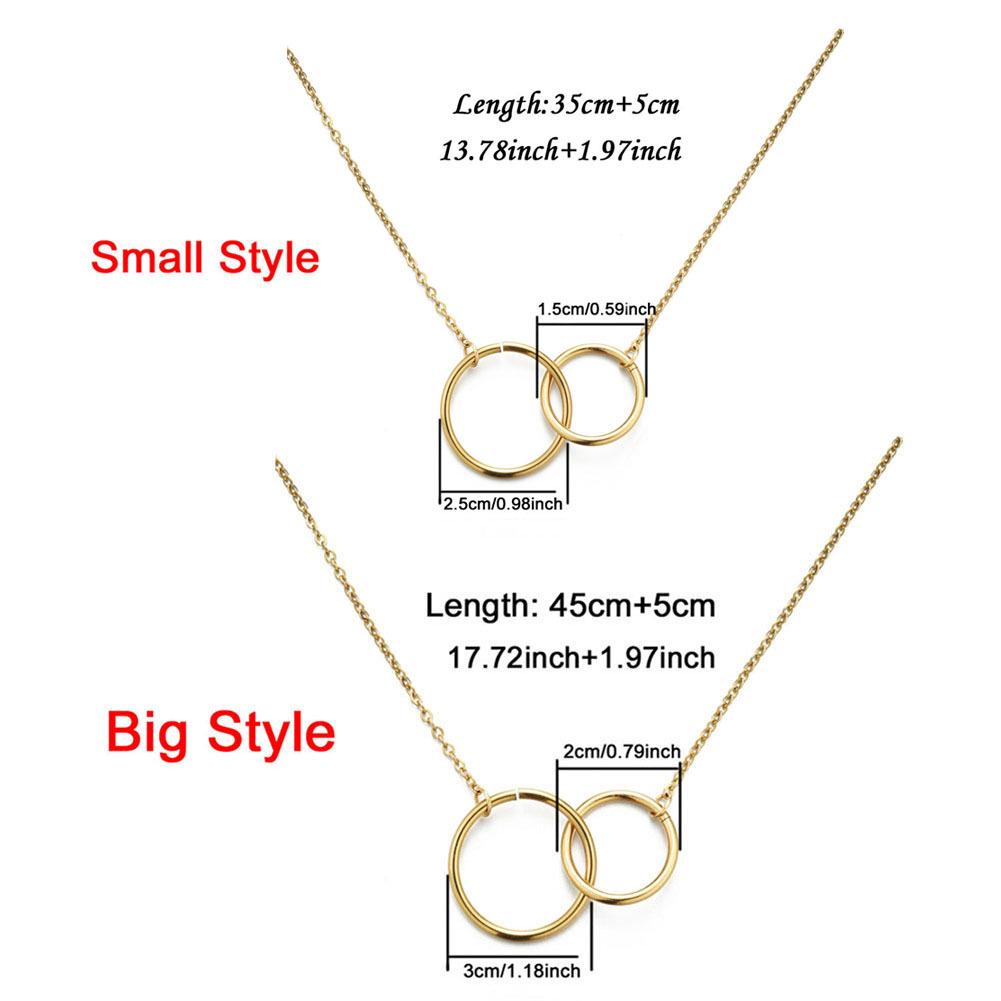 Women's Stainless Steel Double Circle Pendant Necklace