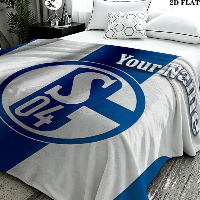 1PC FC Schalke 04 Custom Name Patterned Flannel Blanket Suitable For All Seasons for Home Decor Warmth and Comfort Gifts Holiday Present