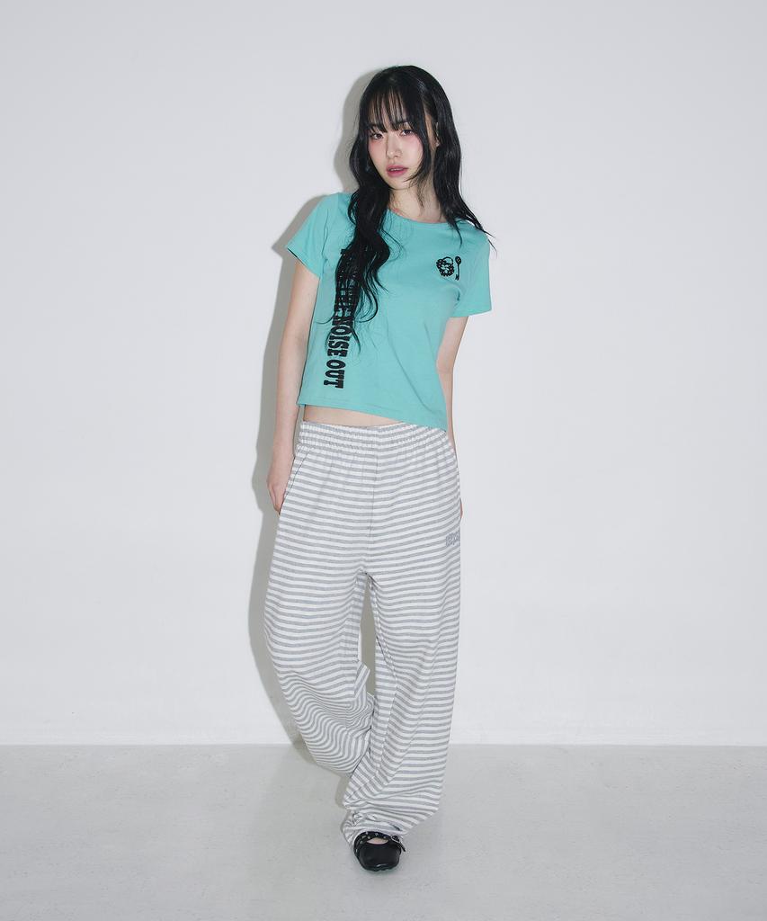Seulliggeullou Striped Lettering Sweatpants [Gray]