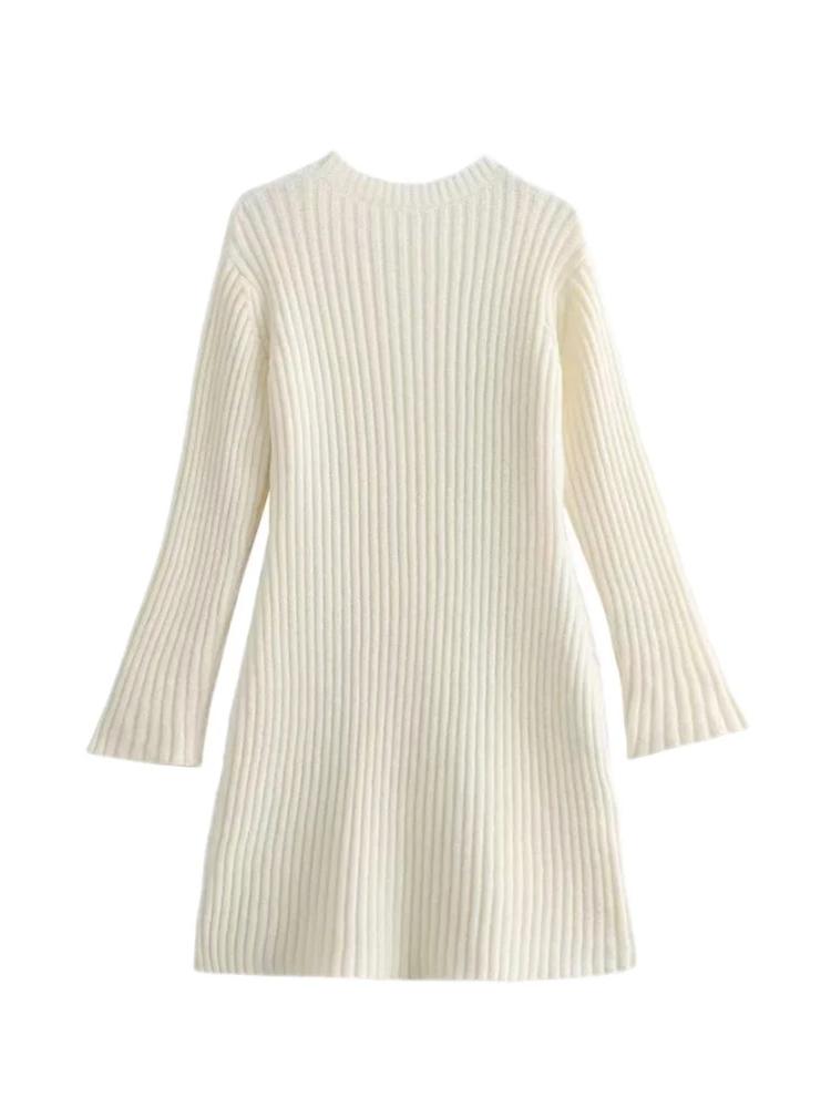 Moda de iarnă rochie subțire cu mânecă lungă cu decolteu O femeie vintage casual, elastic, solid, rochii de tricotat, design feminin, șic, rochie subțire din tricot, nou