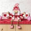Valentines Day Wooden Gnomes Decoration Rose Gnomes Figurines Shelf Sitter with Dangling Legs Romantics Valentine Gift