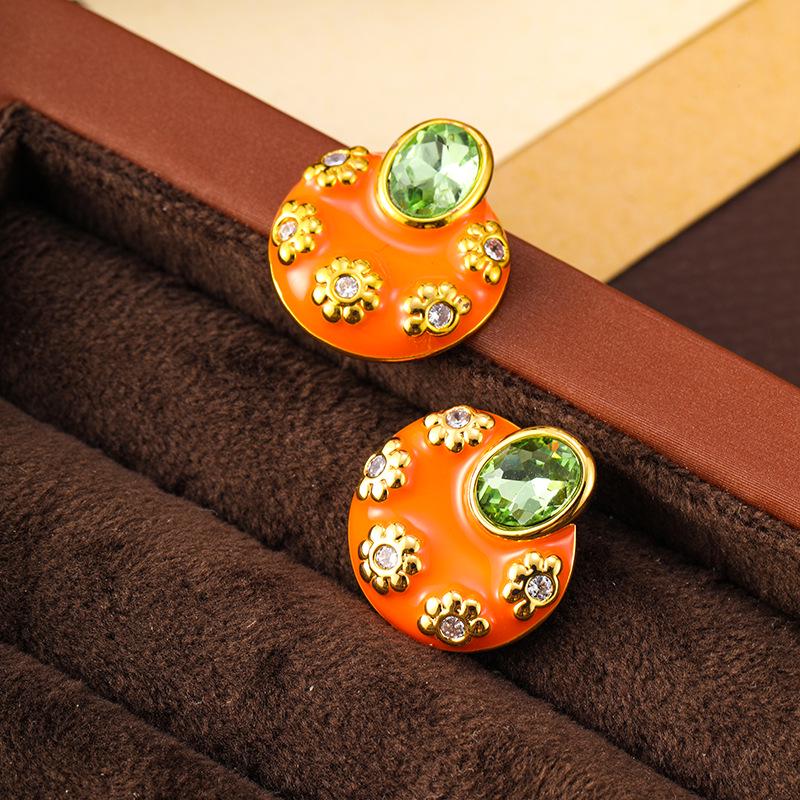 Elegant French Retro Zircon Hoop Earrings for Women