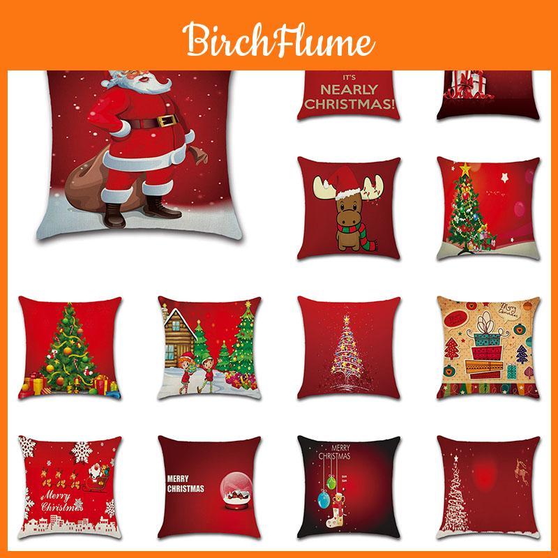 Merry Christmas Cotton Linen Pillow Case Cushion Cover Festive Home Decoration