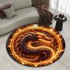 Multiple Sizes Fiery Dragon Encircled by Lightning Print Round Carpet Living Room Bedroom Table Chair Sofa Decorative Carpet