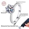 2 Carat Moissanite Diamond Ring for 925 Sterling with White Gold Plated Silver Engagement Rings Women's Wedding Band Gift