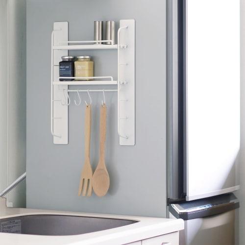 HEIAN SHINDO SPLUCE Kitchen Rack, Slim Magnetic Rack with Hanger Set, Small, White, SPM-1, by Heian Shindo Kogyo