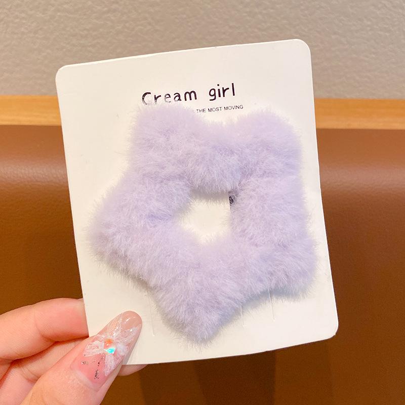 Fluffy Beige Korean Minimalist Five-Point Star Hair Clip
